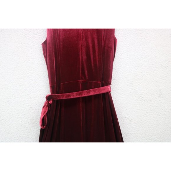Betsy Johnson Burgundy Velvet V Neck Jumpsuit-Size 2-Wide Leg-Ruffle-Whimsigoth - Picture 9 of 11